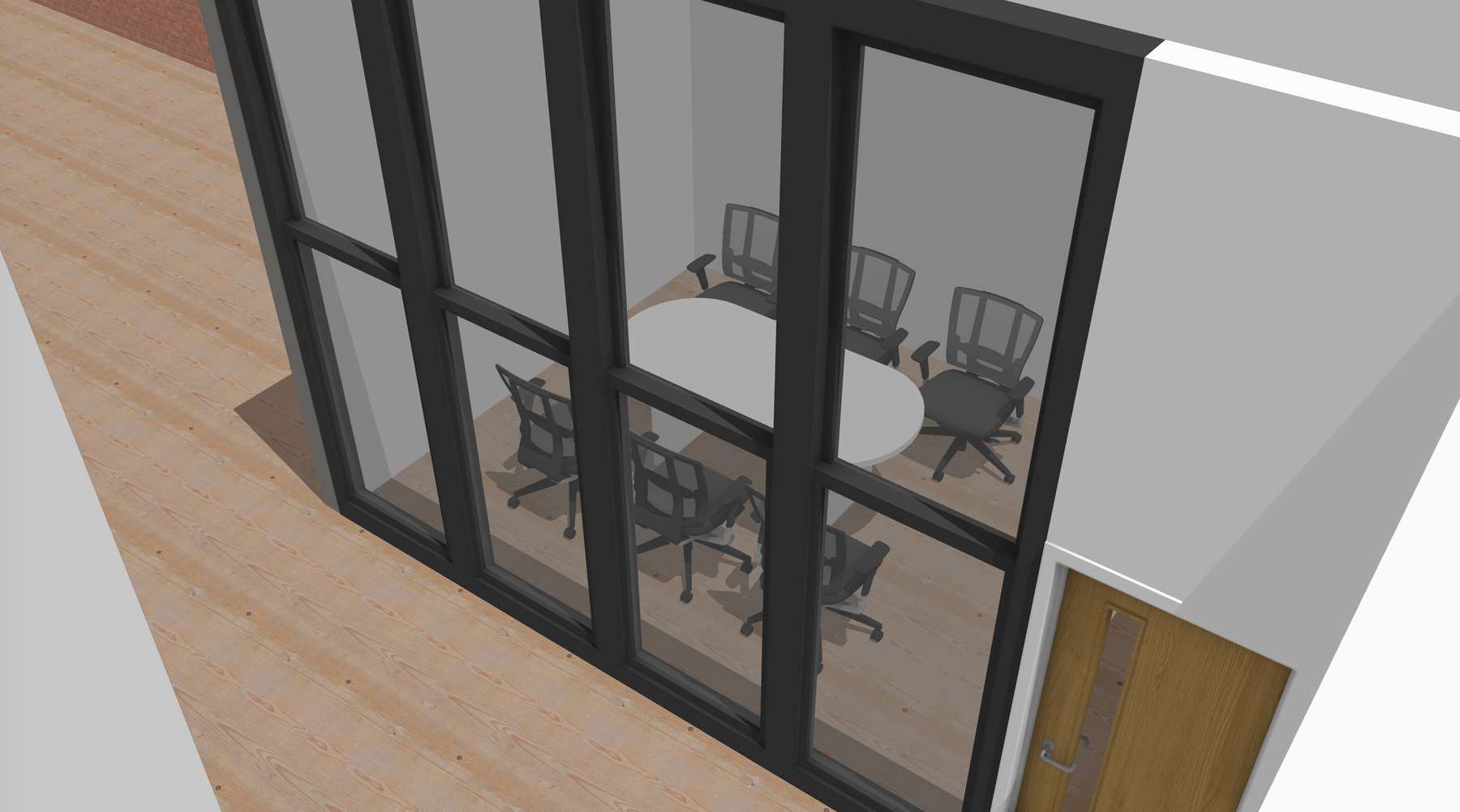 3D rendering of glass conference room