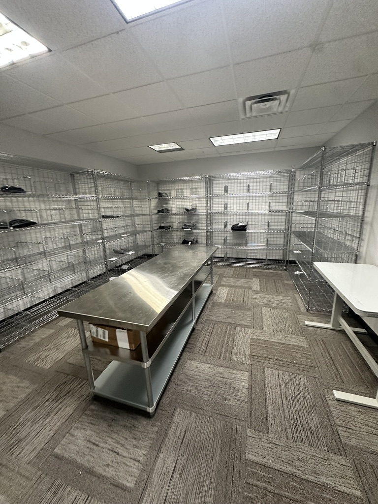 Full room overview with storage equipment