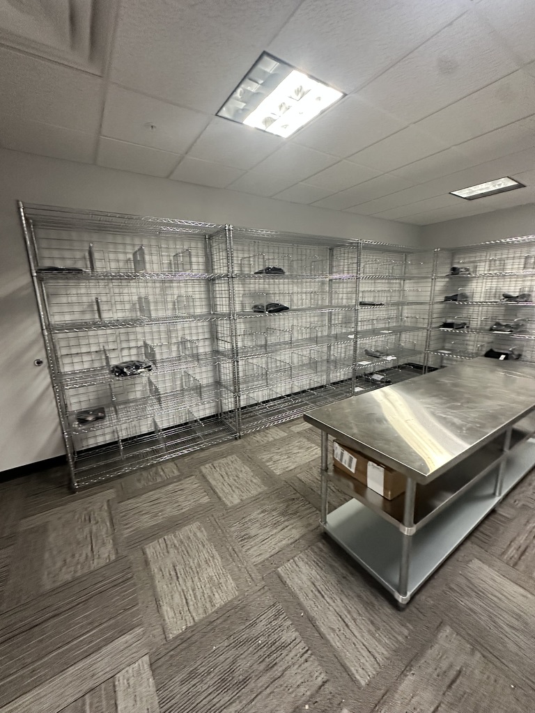 Wire cubbie racks with chrome shelf dividers