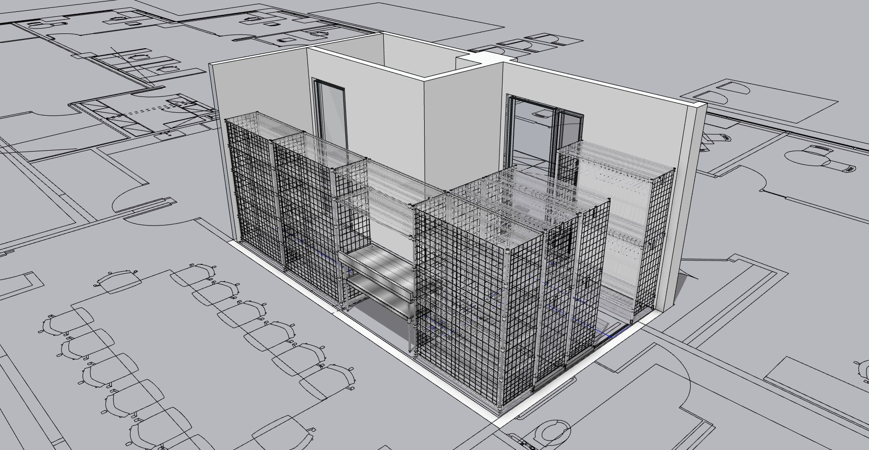 3D rendering aerial view of storage room