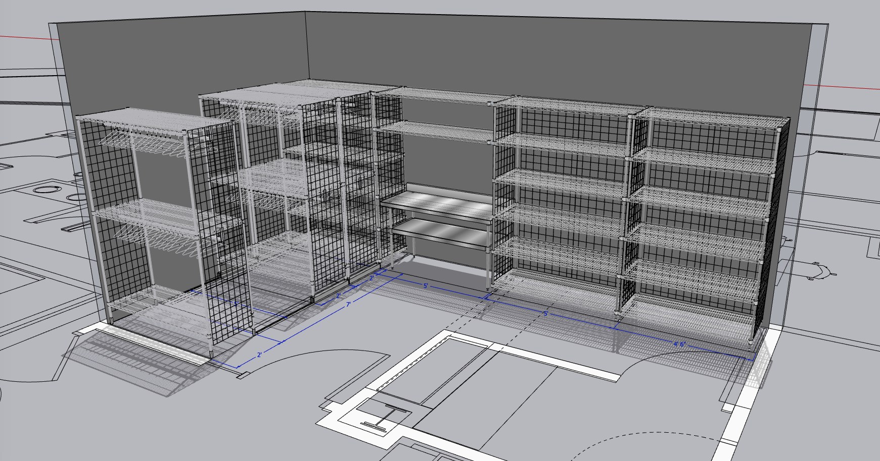 3D rendering perspective view of storage room