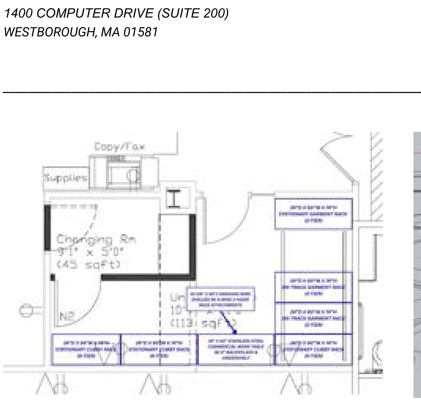 Westborough Storage Room Floor Plan Layout