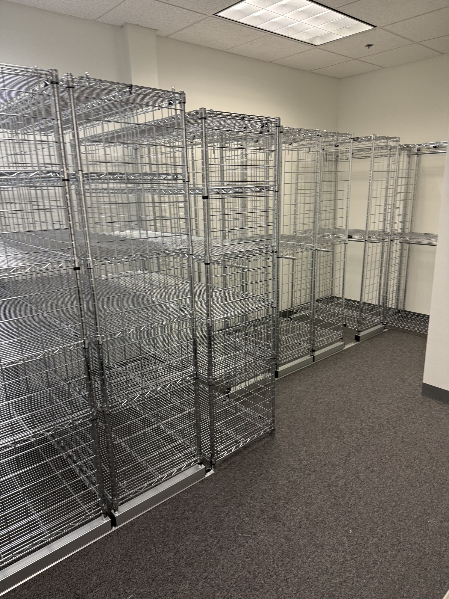 Front view of cubby rack wall