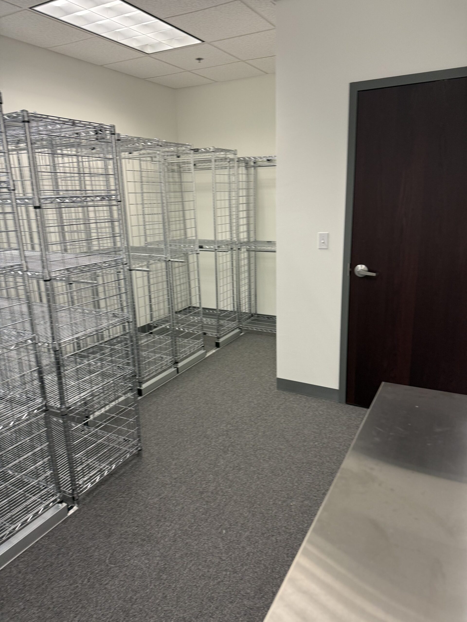 Wilmington room view showing door and work table